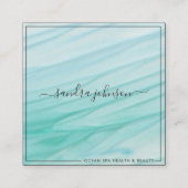 海のガラス潮|オーシャンブルーの水彩画ビジネス スクエア名刺 (正面)