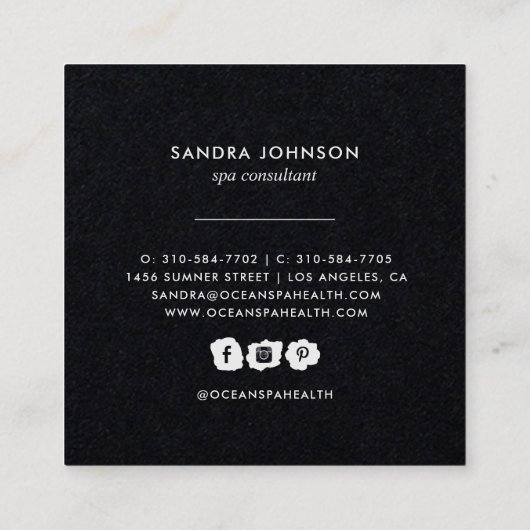 海のガラス潮|オーシャンブルーの水彩画ビジネス スクエア名刺 (裏面)