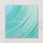 海のガラス潮|オーシャンブルーの水彩画ビジネス スクエア名刺 (正面)
