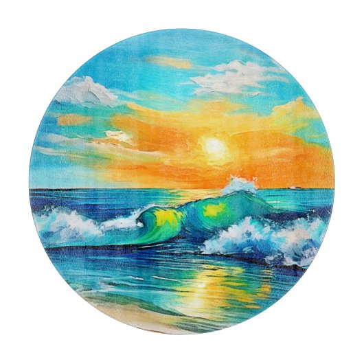 海のキス: Sunset Waves カッティングボード (正面)