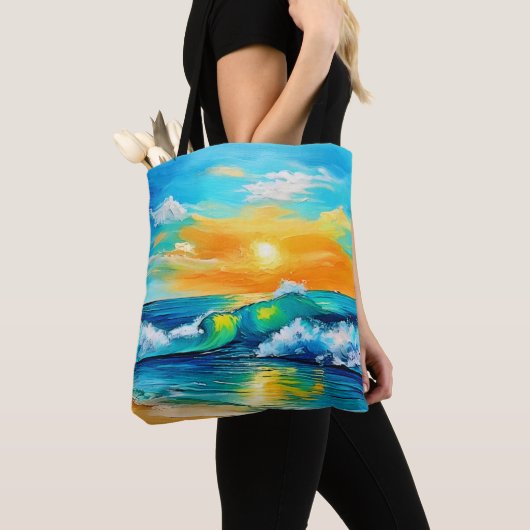 海のキス: Sunset Waves トートバッグ (クローズアップ)
