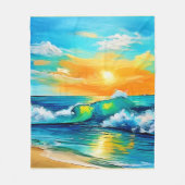 海のキス: Sunset Waves フリースブランケット (正面)