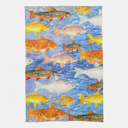 海のキッチンタオルに入っている魚の多さ キッチンタオル (縦)