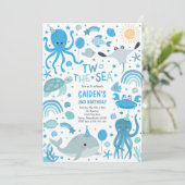 海のキュートな海洋生物 2歳の誕生日パーティー 招待状 (スタンド正面)