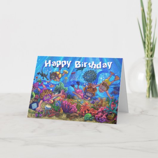 海のクォードのハッピーバースデーカードの下 カード (正面)