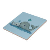 海のクジラのお母さんおよびベビーの水泳 タイル (側面)