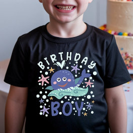 海のクジラ ヒトデ 誕生日の少年 Tシャツ