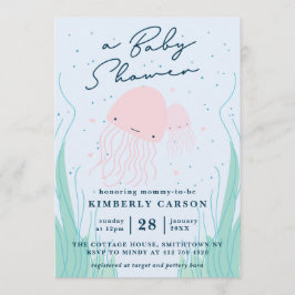 海のクラゲのベビーシャワーの下 招待状