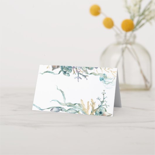 海のクラゲの食べ物または場所の下の水色 ロイヤリティカード (裏面)