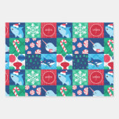 海のクリスマスのパッチワークの下の子供たち ラッピングペーパーシート (正面3)