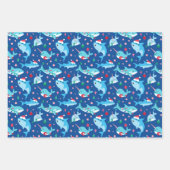 海のクリスマスのパッチワークの下の子供たち ラッピングペーパーシート (正面3)