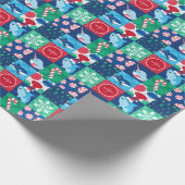 海のクリスマスのパッチワークの下の子供たち ラッピングペーパー (角)