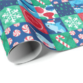 海のクリスマスのパッチワークの下の子供たち ラッピングペーパー (ロールコーナー)