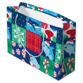 海のクリスマスのパッチワークの下の子供たち ラージペーパーバッグ (裏面アングル)