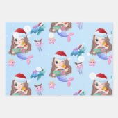 海のクリスマスの下の人魚 ラッピングペーパーシート (正面)