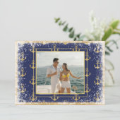 海のクリスマスカード ゴールド ブルー シーズンカード (スタンド正面)