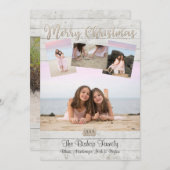 海のクリスマスカード　フォトウッド背景 招待状 (正面/裏面)