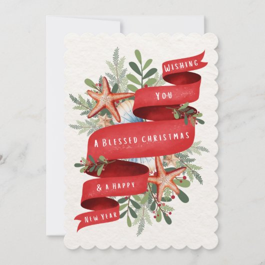 海のクリスマスカード 招待状 (正面)