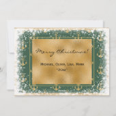 海のクリスマスカード 緑の背景に美しいゴールドの錨 シーズンカード (裏面)