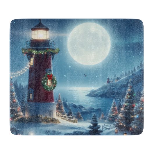 海のクリスマス灯台 カッティングボード (正面)