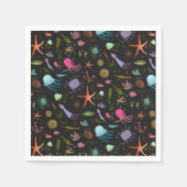 海のクリッター模様 スタンダードカクテルナプキン (正面)