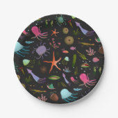 海のクリッター模様 ペーパープレート (正面)