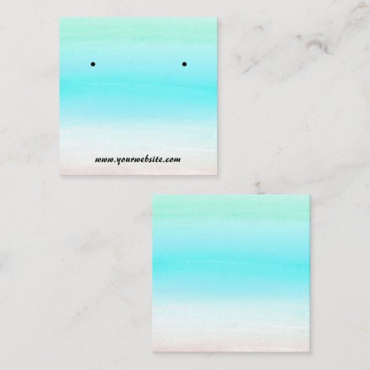 海のグラデーションのイヤリング表示カードで スクエア名刺 (正面/裏面)