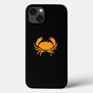 海のグロー_オレンジ(黒いカニ) iPhone 13ケース