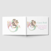 海のゲストブックの下に茶色の人魚の赤ちゃんシャワー ゲストブック (全面)