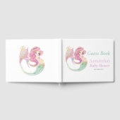 海のゲストブックの下のマーメイド赤ちゃんシャワーピンク ゲストブック (全面)