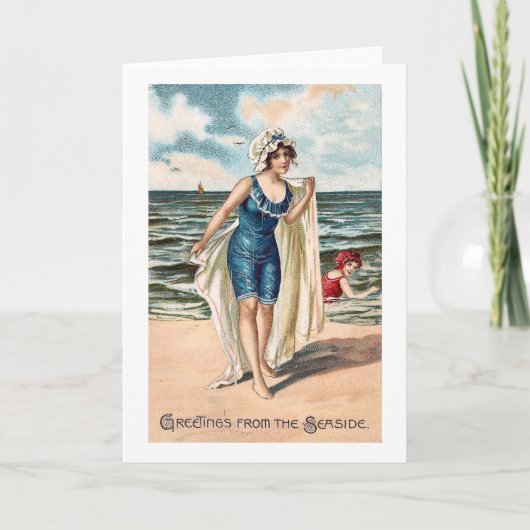 海のサイドのヴィンテージの郵便はがき#2からの挨拶 カード (正面)
