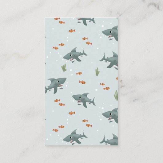 海のサメの本で可愛い男の子ベビー エンクロージャーカード (裏面)