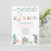 海のサンゴの水色の下Ohベビーシャワー 招待状 (スタンド正面)