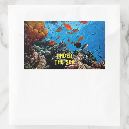 海のサンゴの魚の海洋生物の青い水の下で 長方形シール (バッグ)