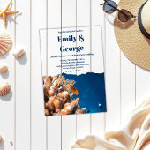 海のサンゴ礁の下のネイビーブルー結婚沿岸 アクリル招待状