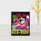 海のサンタが夏のクリスマス イン ジュライ カード (黄色い花)