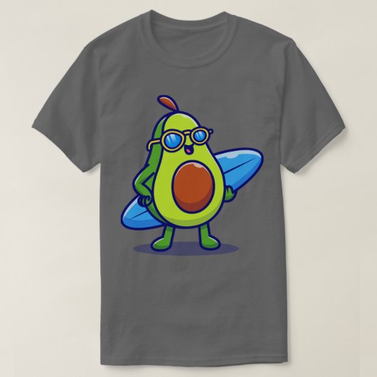 海のサーフィンに登場する可愛いアボカド Tシャツ (デザイン正面)