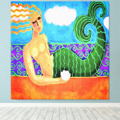 海のシェルとマーメイド抽象芸術デジタルペイント キャンバスプリント (インサイチュ (ウッドフロア))