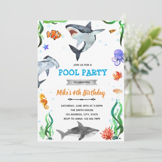 海のシャワーの誕生日の下 招待状 (スタンド正面)