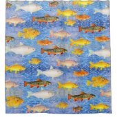 海のシャワーカーテンに入った魚の群れ シャワーカーテン (正面)