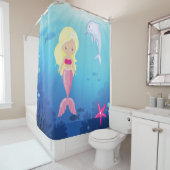 海のシャワーカーテンの下で金髪の子供たち シャワーカーテン (インサイチュ)