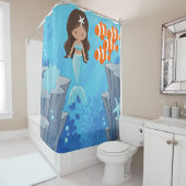 海のシャワーカーテンの下のキッズブルー人魚 シャワーカーテン (インサイチュ)