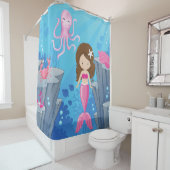 海のシャワーカーテンの下の子供たちピンクの人魚 シャワーカーテン (インサイチュ)