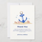海のシンプル下のいかり男の子の航海のシャワー サンキューカード (正面)