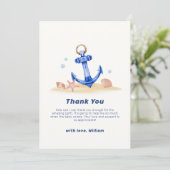海のシンプル下のいかり男の子の航海のシャワー サンキューカード (スタンド正面)