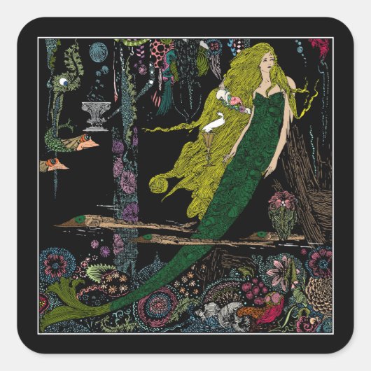 海のシールの下の人魚 スクエアシール (正面)