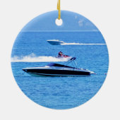 海のジェット機のスキーそしてボート セラミックオーナメント (裏面)