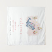 海のスイートホエール フラワーベイビーシャワー ウェルカムサイン タペストリー (正面(横))