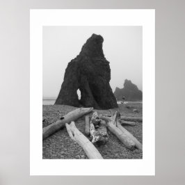 海のスタック白黒の写真 ポスター