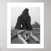 海のスタック白黒の写真 ポスター (正面)